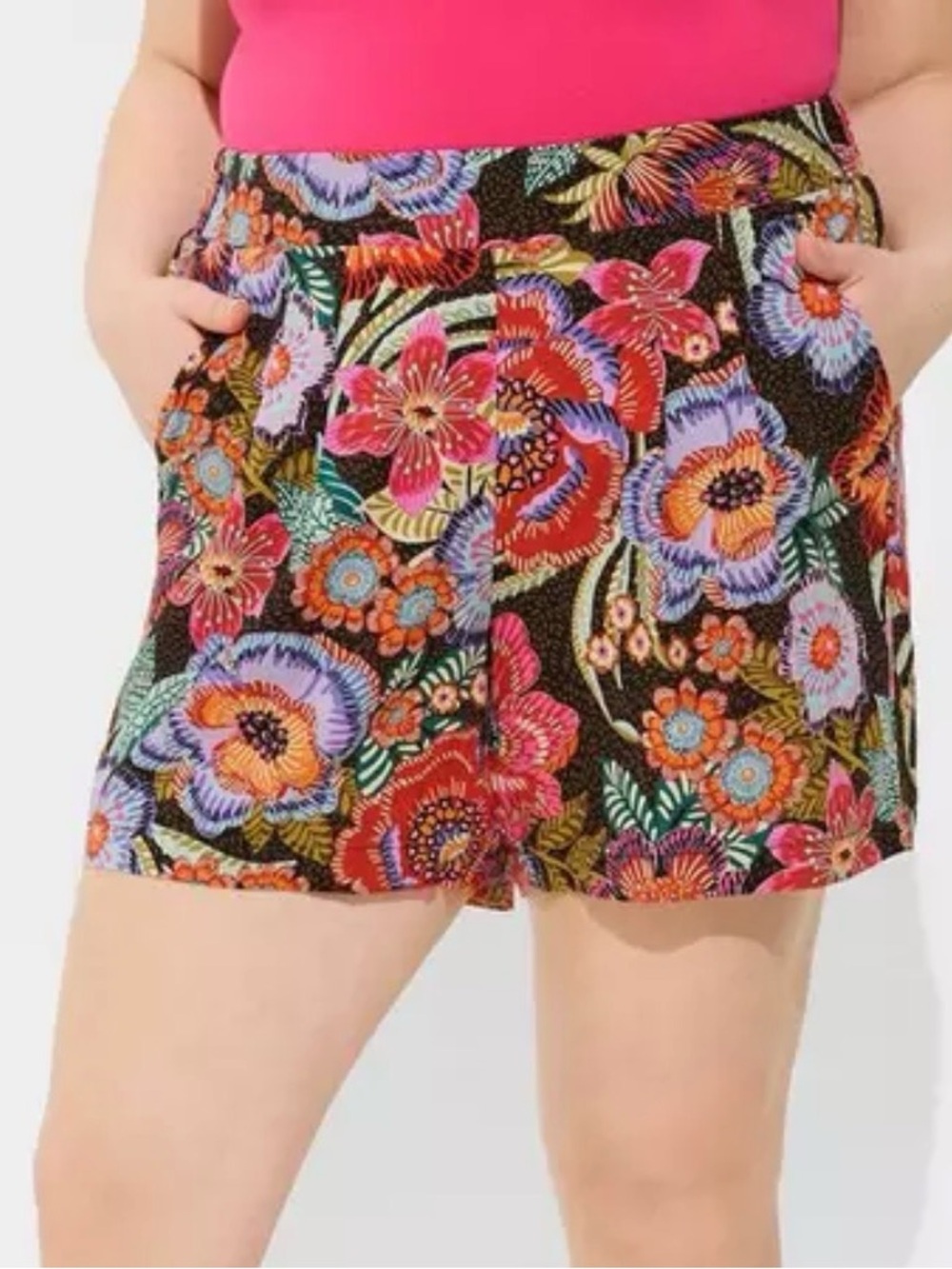 NWT Torrid 3.5 Inch Washable Challis Short Decorative Floral Size 3 22/24 3X